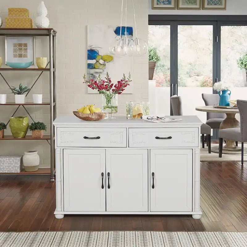Desserte de cuisine roulante, dessus rabattable, 2 tiroirs, armoire, porte-bouteilles et porte-serviettes, 4 roulettes verrouillables, style traditionnel, marron / crème / noir / gris / blanc, 1 unité