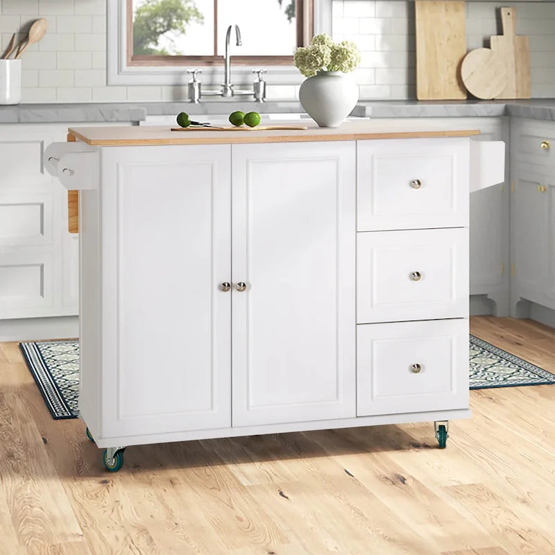 Desserte de cuisine roulante, dessus rabattable, 2 tiroirs, armoire, porte-bouteilles et porte-serviettes, 4 roulettes verrouillables, style traditionnel, marron / crème / noir / gris / blanc, 1 unité