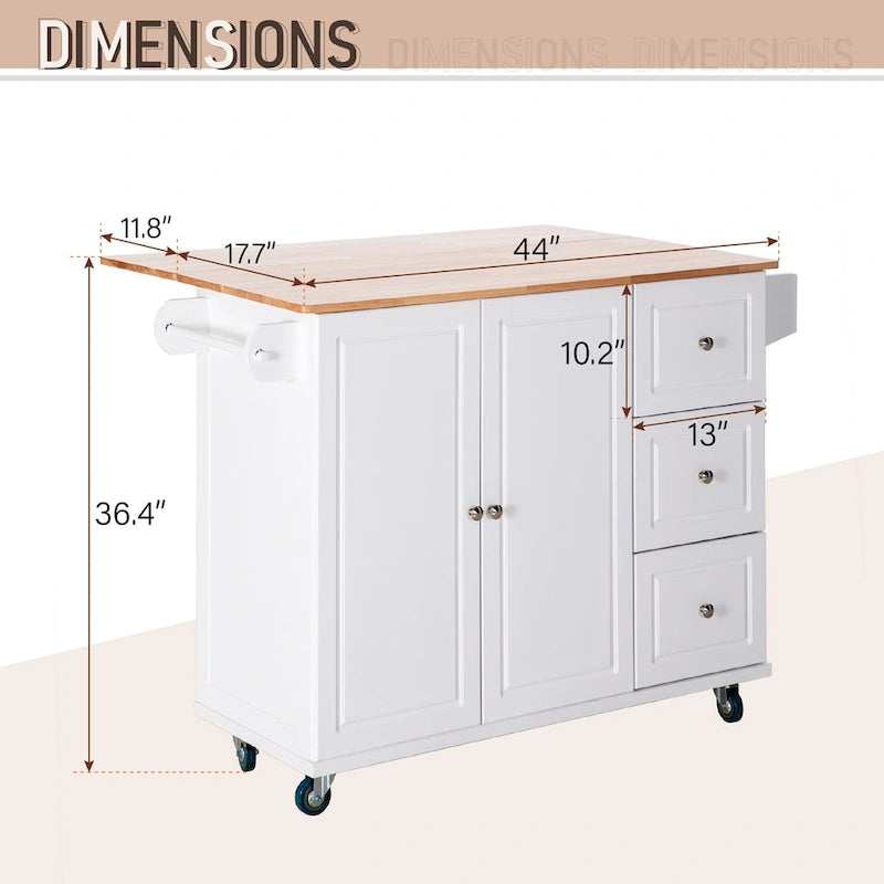 Desserte de cuisine roulante, dessus rabattable, 2 tiroirs, armoire, porte-bouteilles et porte-serviettes, 4 roulettes verrouillables, style traditionnel, marron / crème / noir / gris / blanc, 1 unité