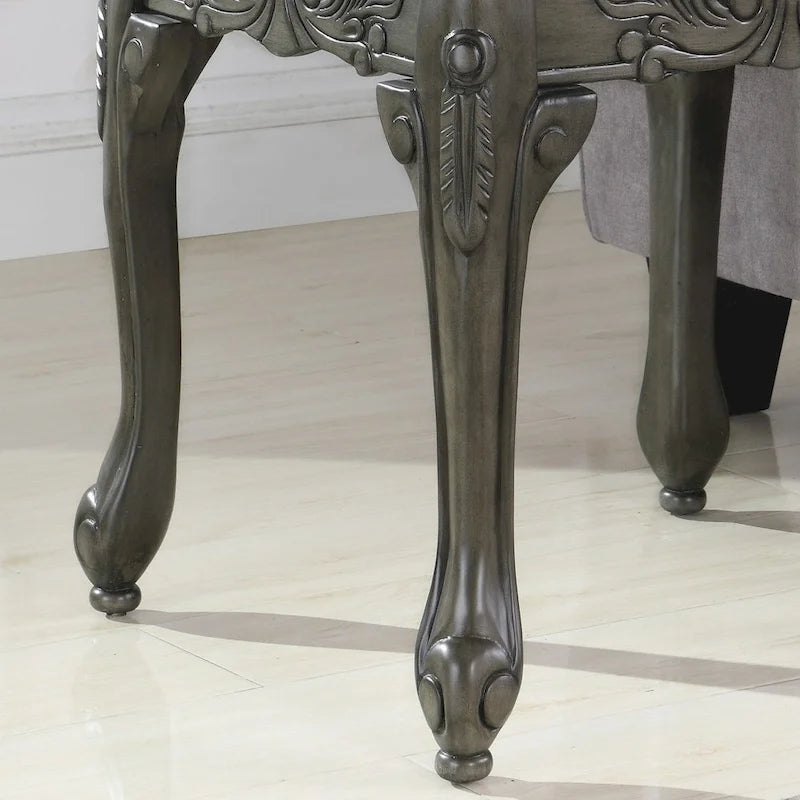 Table d'appoint, style traditionnel, détails ornés, pieds griffes, résine, gris/cerise, 1 unité