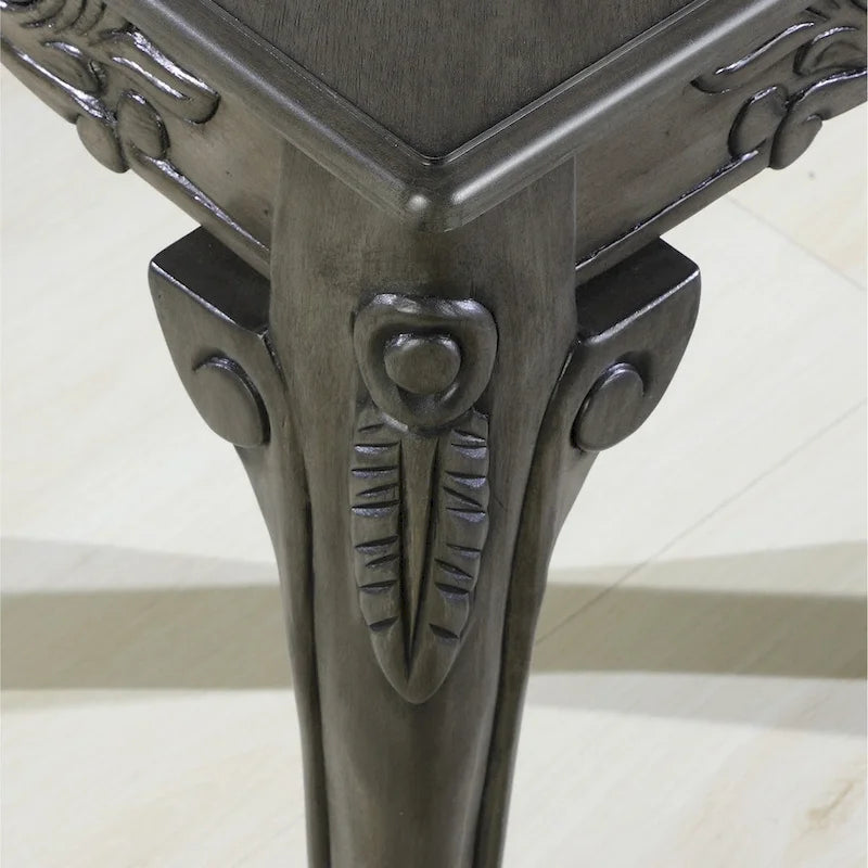 Table d'appoint, style traditionnel, détails ornés, pieds griffes, résine, gris/cerise, 1 unité