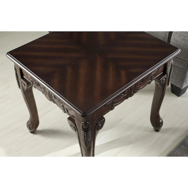 Table d'appoint, style traditionnel, détails ornés, pieds griffes, résine, gris/cerise, 1 unité