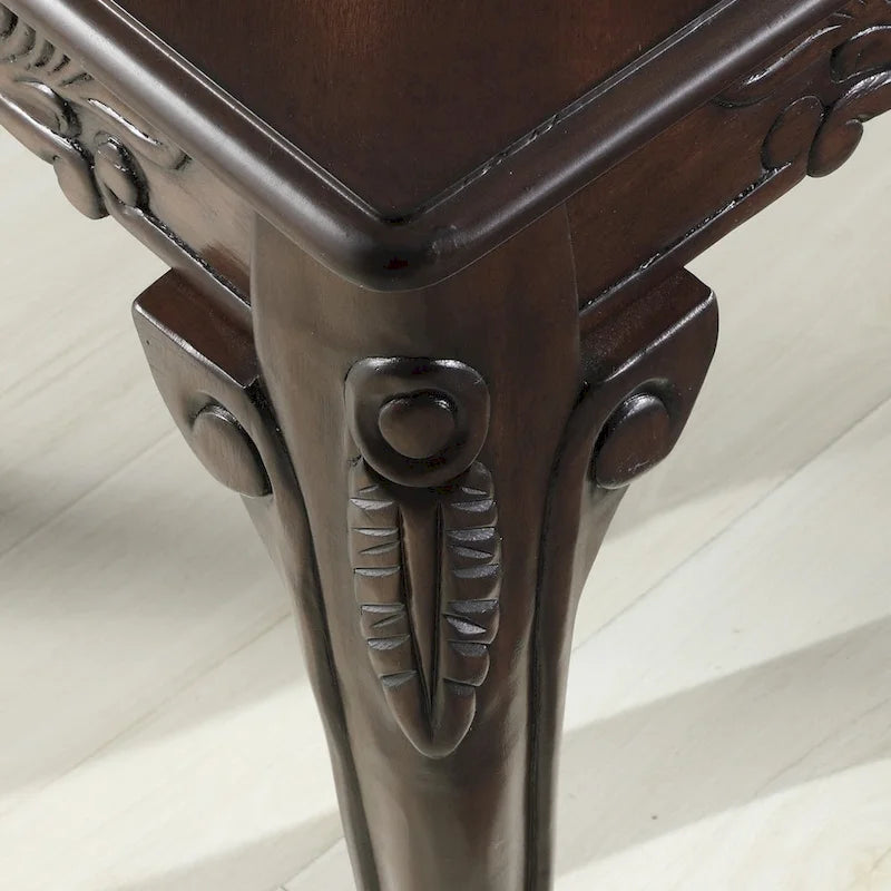 Table d'appoint, style traditionnel, détails ornés, pieds griffes, résine, gris/cerise, 1 unité