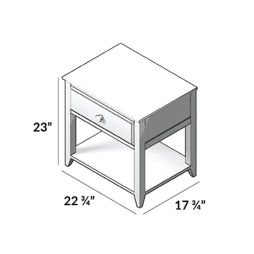 Table de chevet 1 tiroir avec étagère, pin massif, style classique, blanc, 1 unité