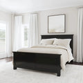 Cadre de lit en bois Queen Size, tête de lit et pied de lit à double panneau, style classique, noir, 2 personnes