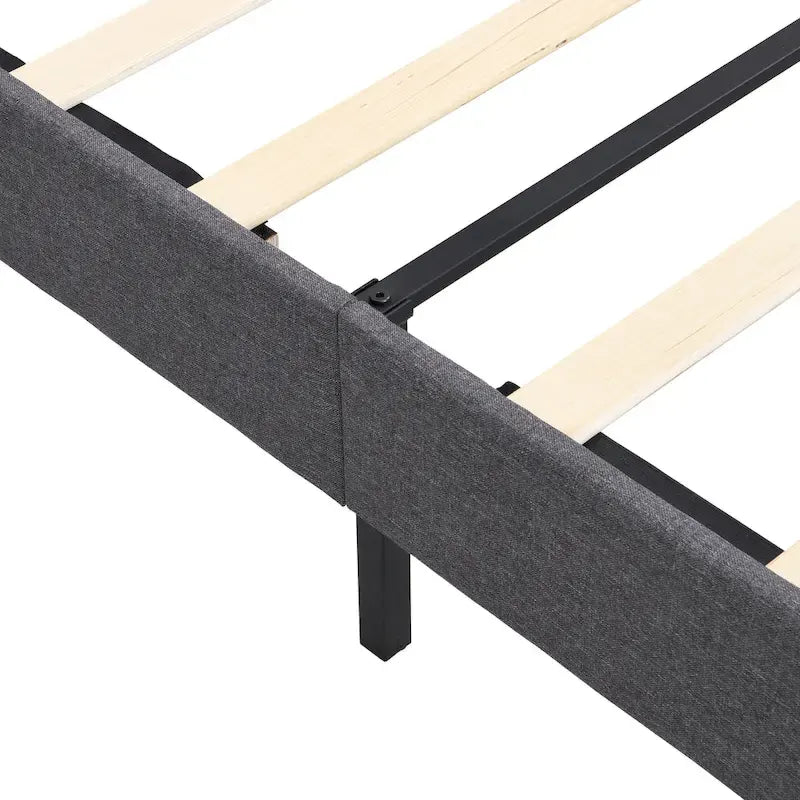 Lit plateforme rembourré, tête de lit capitonnée carrée, tissu, style moderne, beige/gris, double/grand lit/très grand lit, 2 personnes