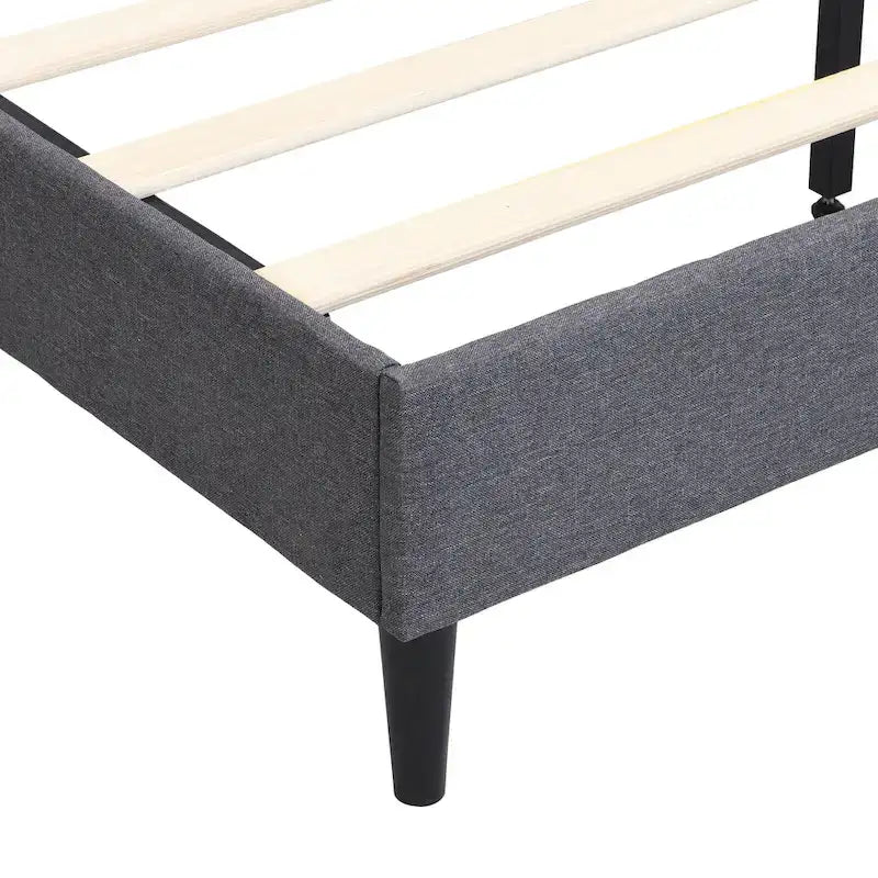 Lit plateforme rembourré, tête de lit capitonnée carrée, tissu, style moderne, beige/gris, double/grand lit/très grand lit, 2 personnes