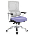 Chaise de bureau ergonomique pour manager, dossier en maille respirante, soutien lombaire réglable, inclinaison synchrone, piètement en aluminium poli, style moderne, violet / olive / jade / rouge / ciel / noir / bleu / orange, 1 personne