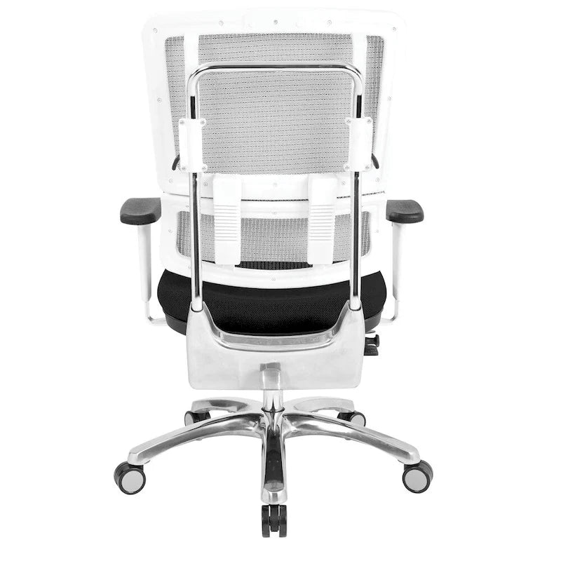 Chaise de bureau ergonomique pour manager, dossier en maille respirante, soutien lombaire réglable, inclinaison synchrone, piètement en aluminium poli, style moderne, violet / olive / jade / rouge / ciel / noir / bleu / orange, 1 personne
