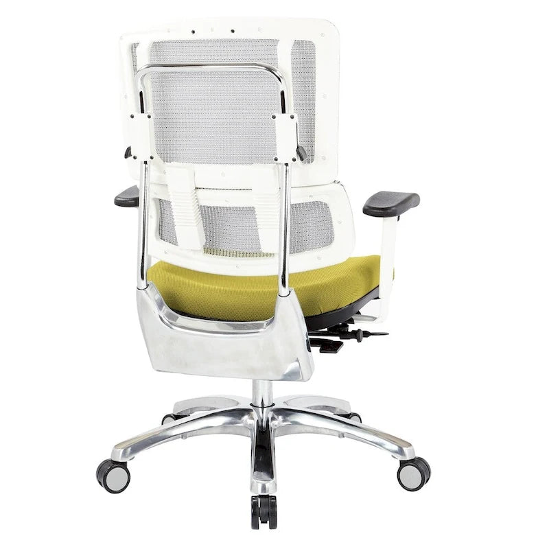 Chaise de bureau ergonomique pour manager, dossier en maille respirante, soutien lombaire réglable, inclinaison synchrone, piètement en aluminium poli, style moderne, violet / olive / jade / rouge / ciel / noir / bleu / orange, 1 personne