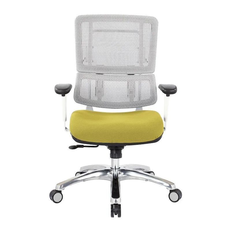 Chaise de bureau ergonomique pour manager, dossier en maille respirante, soutien lombaire réglable, inclinaison synchrone, piètement en aluminium poli, style moderne, violet / olive / jade / rouge / ciel / noir / bleu / orange, 1 personne