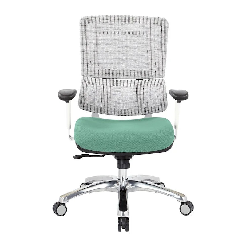 Chaise de bureau ergonomique pour manager, dossier en maille respirante, soutien lombaire réglable, inclinaison synchrone, piètement en aluminium poli, style moderne, violet / olive / jade / rouge / ciel / noir / bleu / orange, 1 personne