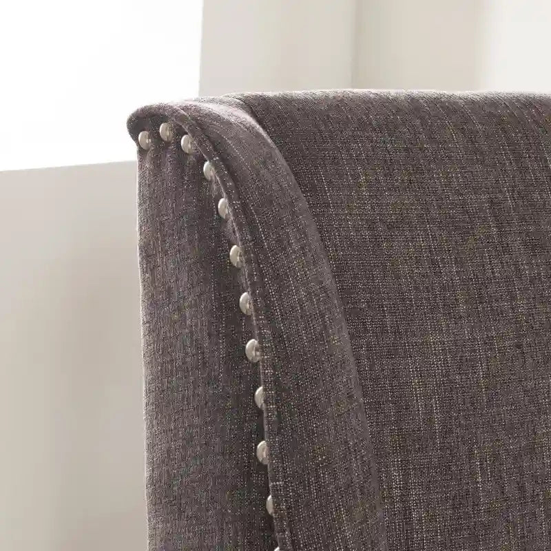 Chaise de bureau pivotante, revêtement en tissu, garniture cloutée, base chromée, vérin à gaz, style traditionnel, anthracite, 1 personne