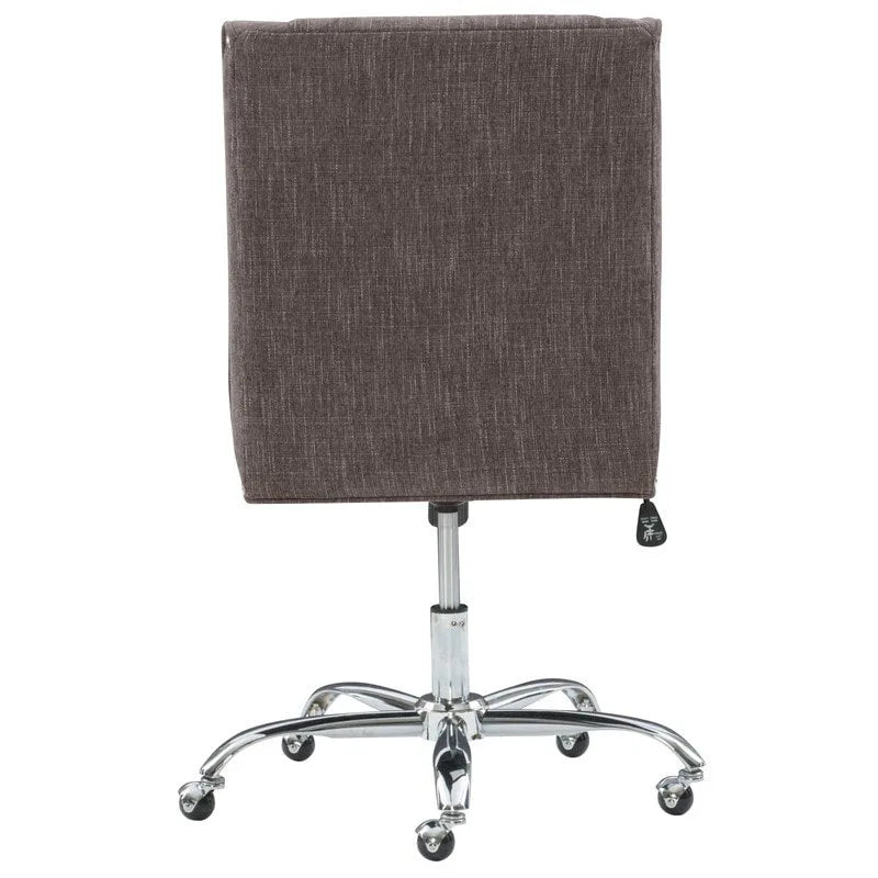 Chaise de bureau pivotante, revêtement en tissu, garniture cloutée, base chromée, vérin à gaz, style traditionnel, anthracite, 1 personne
