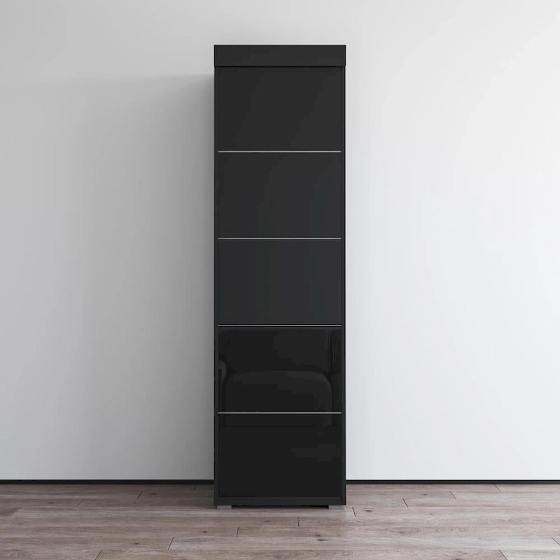 Armoire de garde-robe, Portes vitrées, Corps mat, Style contemporain, Gris / Noir / Blanc, 1 Unité