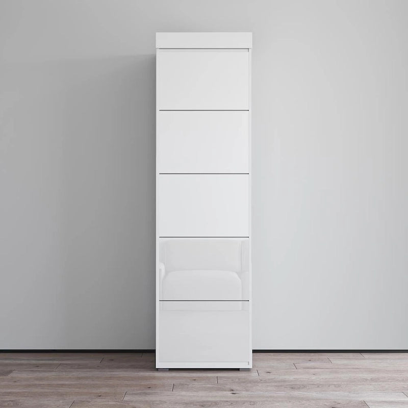 Armoire de garde-robe, Portes vitrées, Corps mat, Style contemporain, Gris / Noir / Blanc, 1 Unité