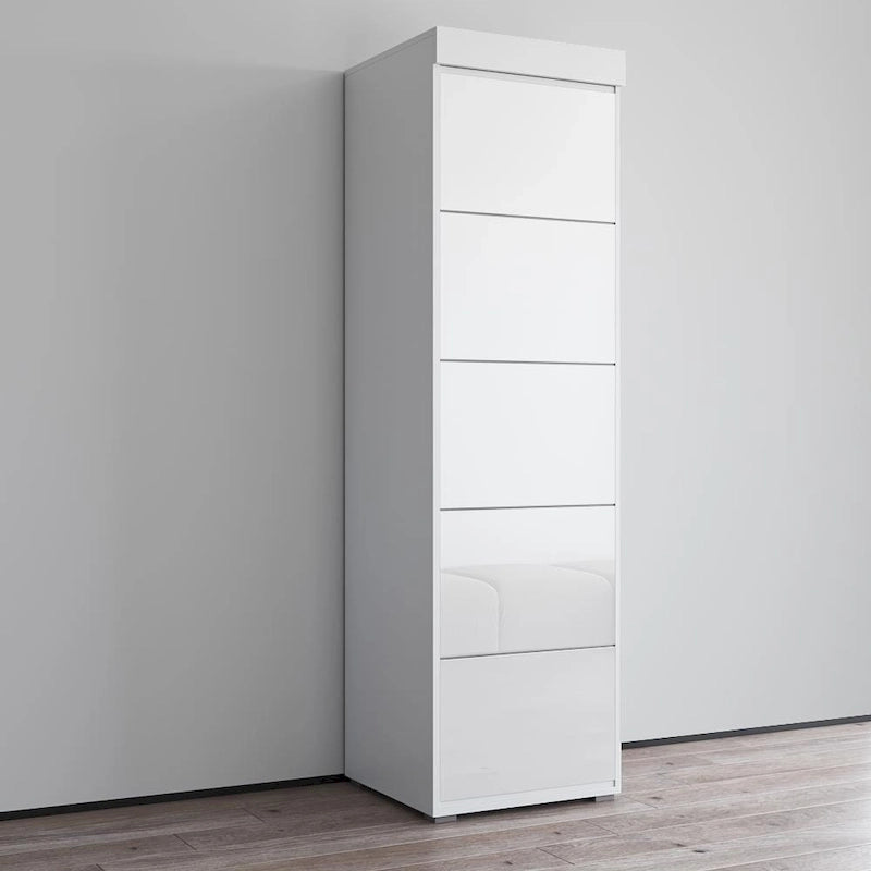 Armoire de garde-robe, Portes vitrées, Corps mat, Style contemporain, Gris / Noir / Blanc, 1 Unité
