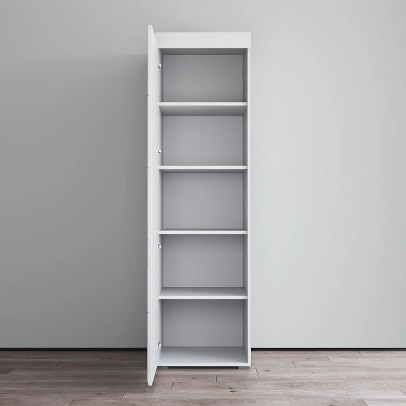 Armoire de garde-robe, Portes vitrées, Corps mat, Style contemporain, Gris / Noir / Blanc, 1 Unité