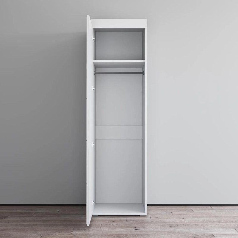 Armoire de garde-robe, Portes vitrées, Corps mat, Style contemporain, Gris / Noir / Blanc, 1 Unité