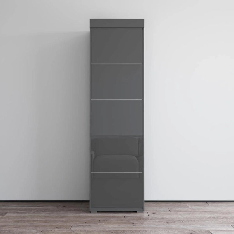 Armoire de garde-robe, Portes vitrées, Corps mat, Style contemporain, Gris / Noir / Blanc, 1 Unité