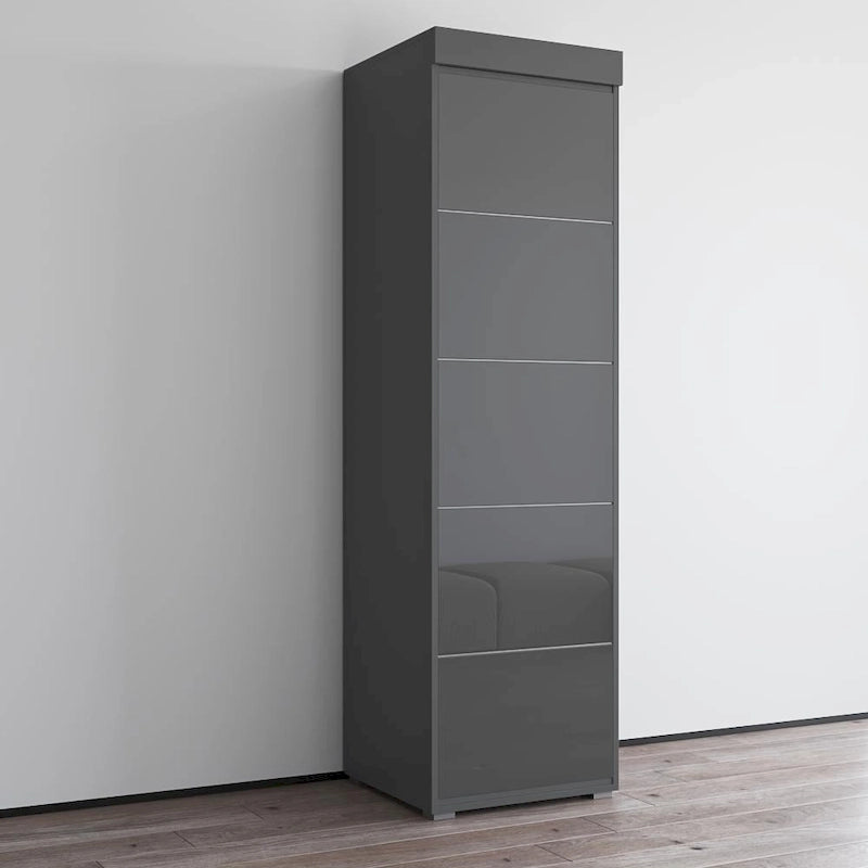 Armoire de garde-robe, Portes vitrées, Corps mat, Style contemporain, Gris / Noir / Blanc, 1 Unité
