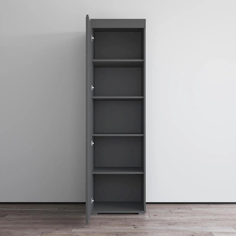 Armoire de garde-robe, Portes vitrées, Corps mat, Style contemporain, Gris / Noir / Blanc, 1 Unité