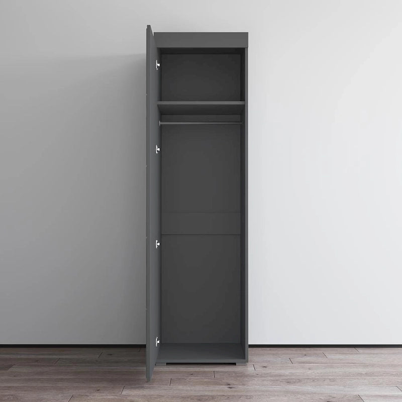 Armoire de garde-robe, Portes vitrées, Corps mat, Style contemporain, Gris / Noir / Blanc, 1 Unité
