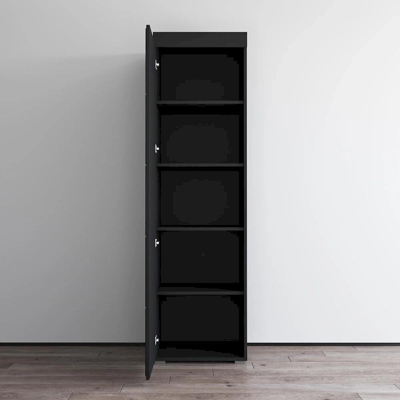 Armoire de garde-robe, Portes vitrées, Corps mat, Style contemporain, Gris / Noir / Blanc, 1 Unité