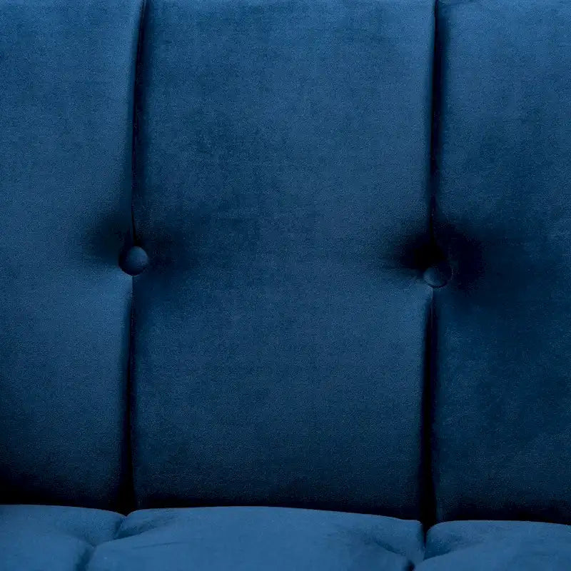 Fauteuil en velours, capitonnage vertical, pieds en métal doré, style glamour, gris / bleu marine, 1 personne