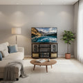Meuble TV d'angle, étagères ouvertes, cadre en tubes PVC, style simple, naturel/blanc, 1 unité