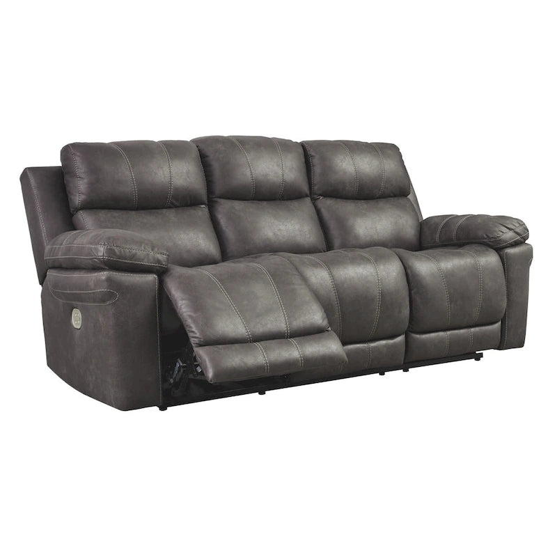 Canapé inclinable électrique 3 places, têtière réglable, ports USB, similicuir, style contemporain, Midnight, 3 personnes