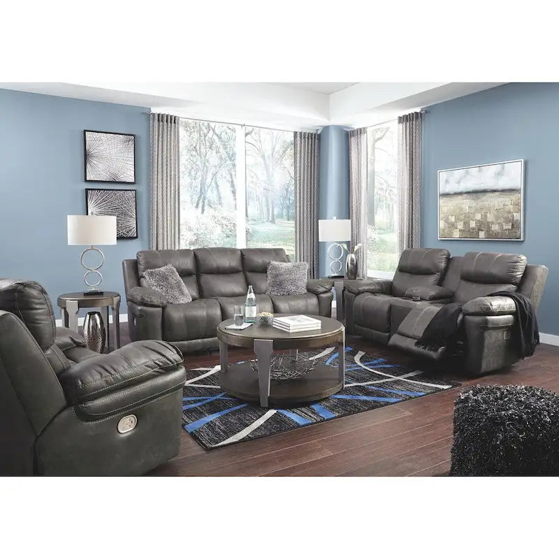 Canapé inclinable électrique 3 places, têtière réglable, ports USB, similicuir, style contemporain, Midnight, 3 personnes