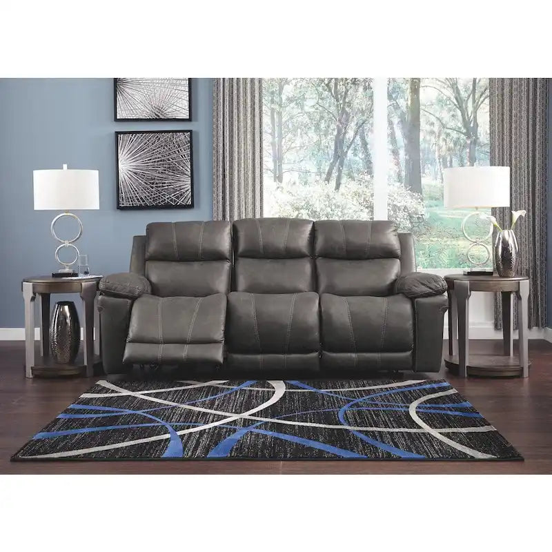 Canapé inclinable électrique 3 places, têtière réglable, ports USB, similicuir, style contemporain, Midnight, 3 personnes