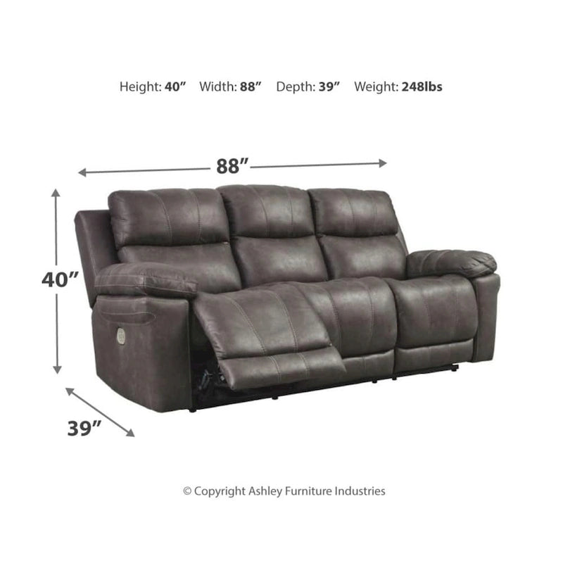 Canapé inclinable électrique 3 places, têtière réglable, ports USB, similicuir, style contemporain, Midnight, 3 personnes
