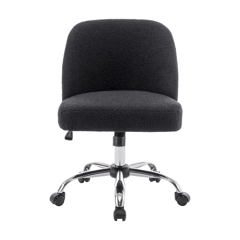 Fauteuil de bureau sans accoudoirs, tissu polaire Sherpa, réglable en hauteur, fonction d'inclinaison, roulettes en acier, style moderne, blanc, 1 personne