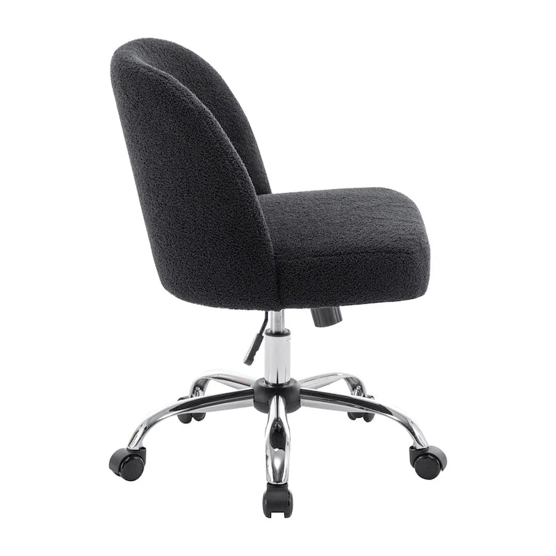 Fauteuil de bureau sans accoudoirs, tissu polaire Sherpa, réglable en hauteur, fonction d'inclinaison, roulettes en acier, style moderne, blanc, 1 personne