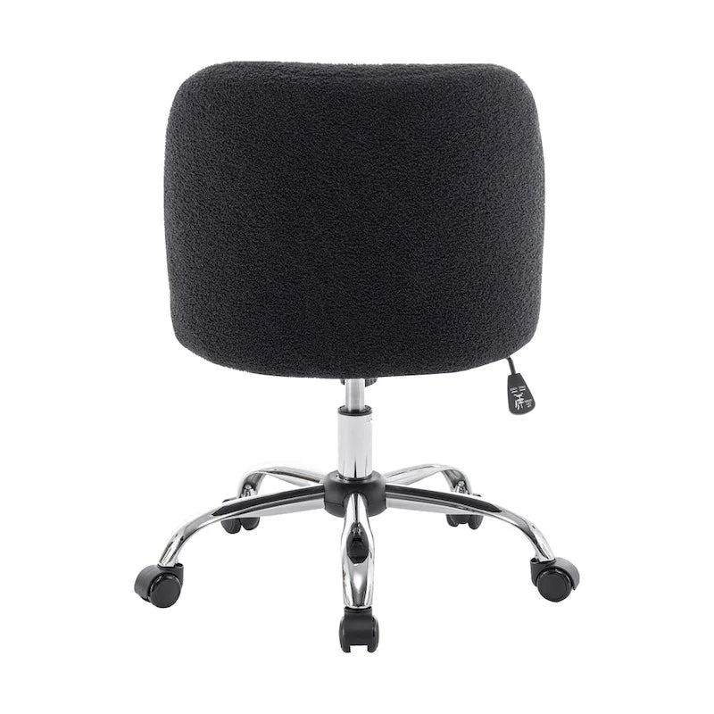Fauteuil de bureau sans accoudoirs, tissu polaire Sherpa, réglable en hauteur, fonction d'inclinaison, roulettes en acier, style moderne, blanc, 1 personne