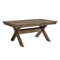 Table à manger rectangulaire, pieds en X, bois massif et MDF, style rustique, marron, 6 places