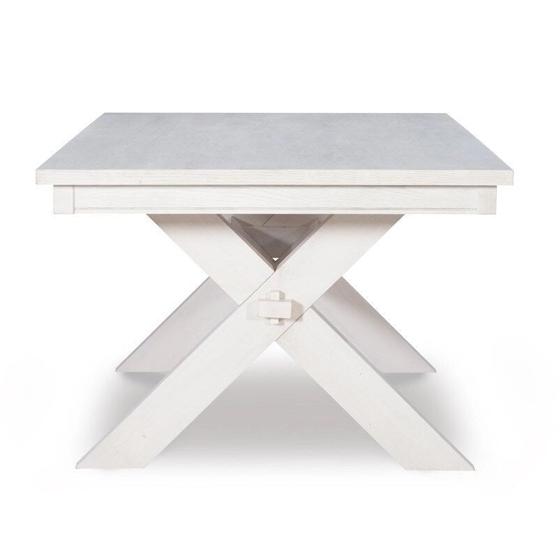 Table à manger rectangulaire, pieds en X, bois massif et MDF, style rustique, marron, 6 places