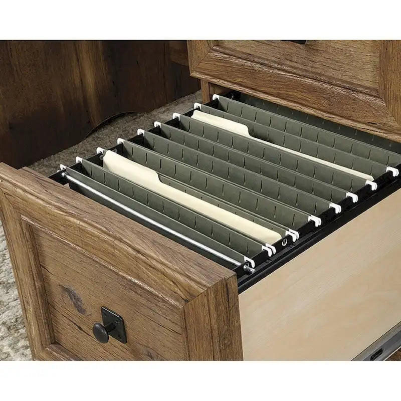 Bureau de direction, tablette de clavier escamotable, 4 tiroirs, tiroir classeur, gestion des câbles, style traditionnel, finition bois / gris, 1 personne
