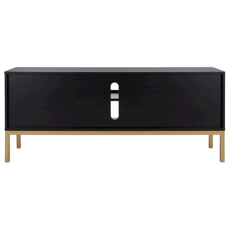 Meuble TV 54 pouces, 2 portes en rotin, 2 étagères, style côtier, noir/blanc/noyer/naturel, 1 unité