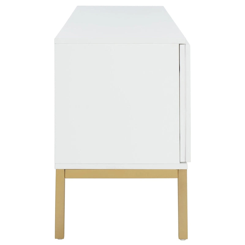 Meuble TV 54 pouces, 2 portes en rotin, 2 étagères, style côtier, noir/blanc/noyer/naturel, 1 unité