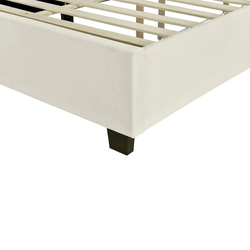 Lit Plateforme Rembourré Grand Format, Tête de Lit Surdimensionnée, Étagères Latérales, Style Moderne, Rose / Beige / Gris, 1 Personne