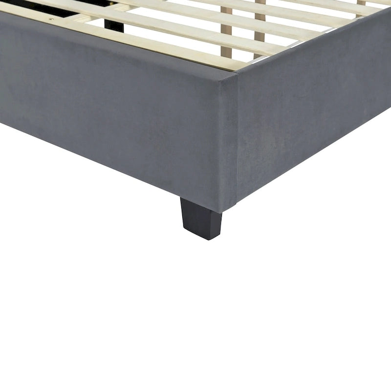 Lit Plateforme Rembourré Grand Format, Tête de Lit Surdimensionnée, Étagères Latérales, Style Moderne, Rose / Beige / Gris, 1 Personne