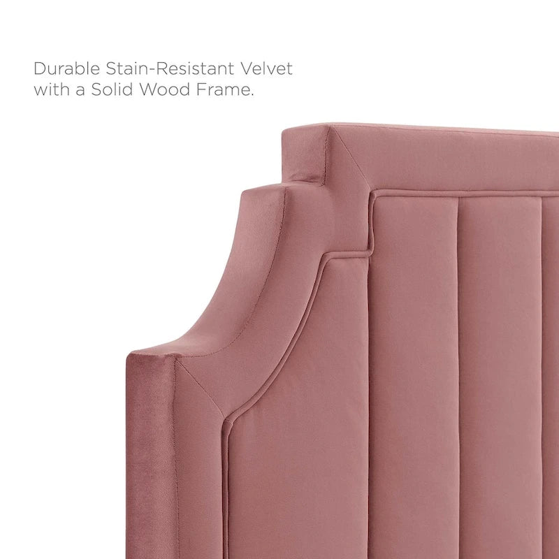 Lit plateforme jumeau, tête de lit capitonnée verticale, velours performant, pieds en métal doré, style glamour, rose / bleu marine / sarcelle / blanc / menthe / anthracite / rose poudré / gris clair, 1 personne
