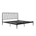 Cadre de lit métallique Queen Size, tête de lit à panneaux géométriques diagonaux, style moderne, noir, 2 personnes