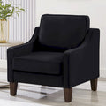 Fauteuil d'appoint en velours, accoudoir incurvé, pieds en bois, noir / bleu marine / taupe, 1 place