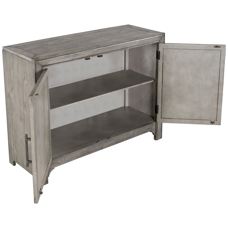 Meuble d'appoint, 2 portes, poignées antiques, 1 étagère réglable, pieds hauts, style vintage, gris antique / bleu antique / blanc antique, 1 unité