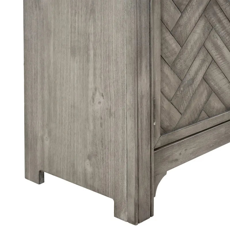 Meuble d'appoint, 2 portes, poignées antiques, 1 étagère réglable, pieds hauts, style vintage, gris antique / bleu antique / blanc antique, 1 unité