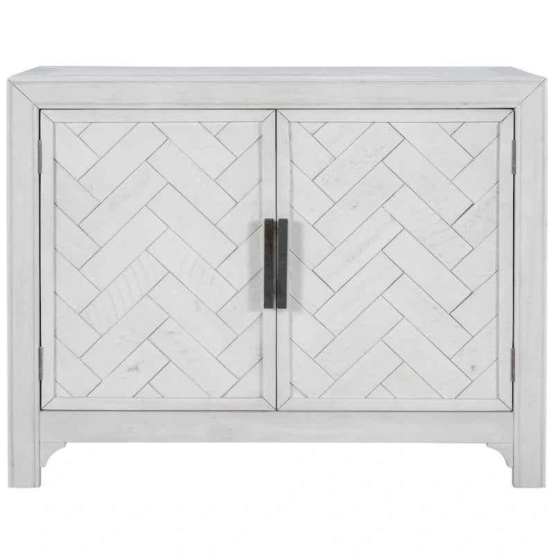 Meuble d'appoint, 2 portes, poignées antiques, 1 étagère réglable, pieds hauts, style vintage, gris antique / bleu antique / blanc antique, 1 unité